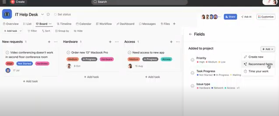 Smart fields Asana AI